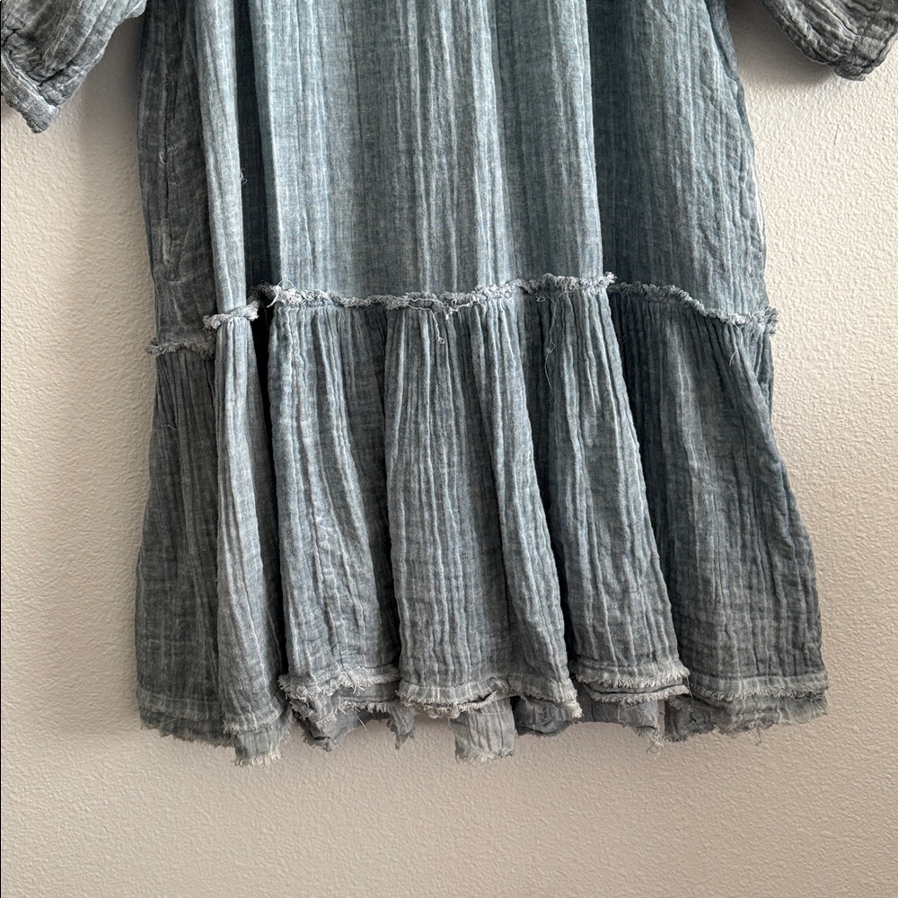Natural Life Blue Crinkle Cotton Tiered Boho Dress Size S - Picture 4 of 10